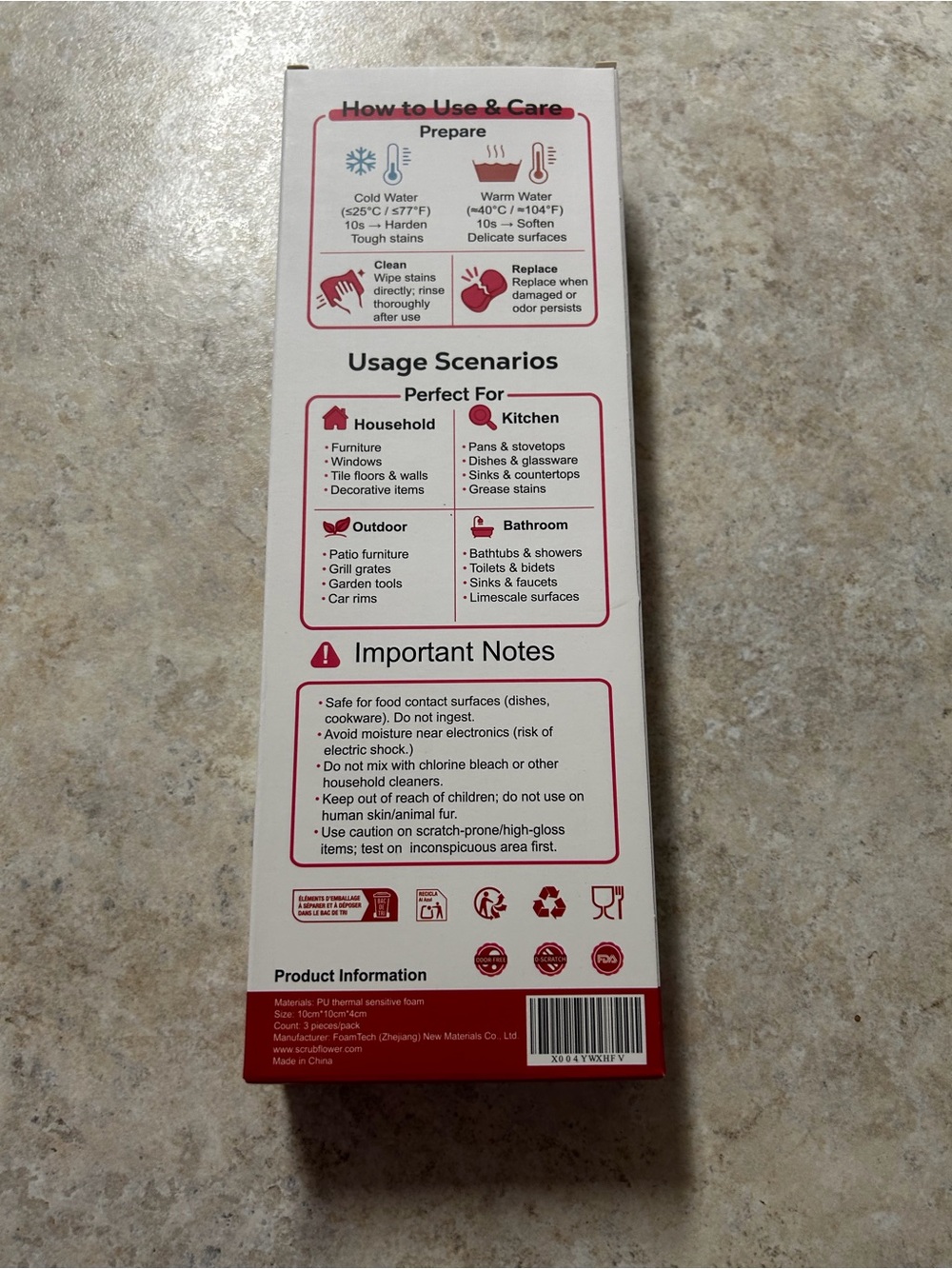 Red Cleaning Sponge - Picture 2 of 2